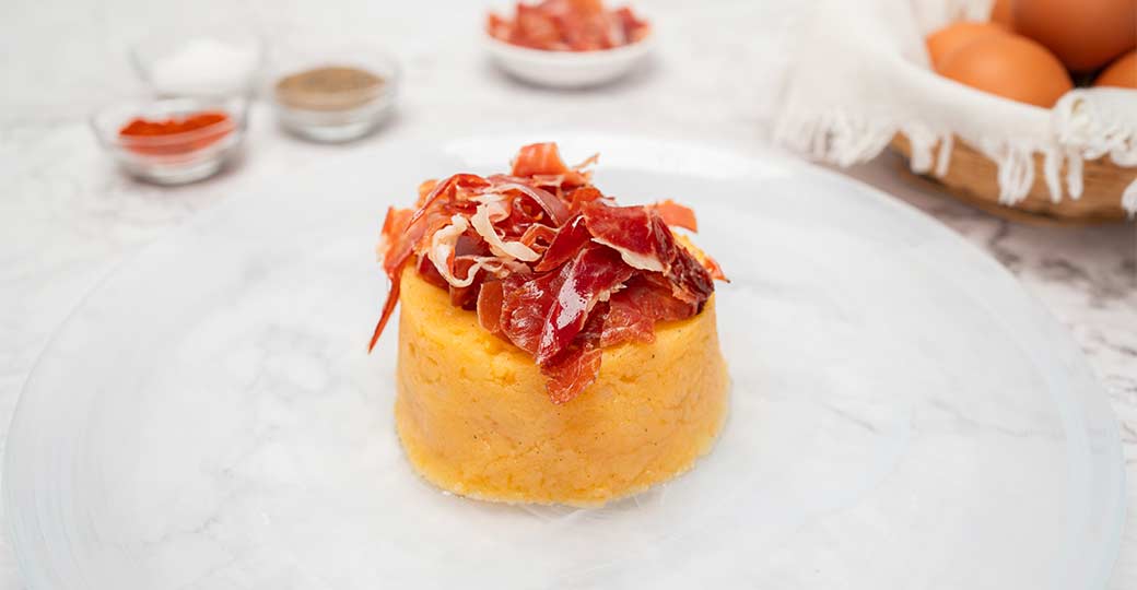 Coulant de patata con huevo y jamón
ibérico