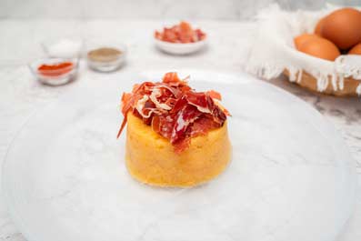 Coulant de patata con huevo y jamón
ibérico