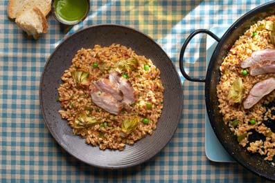 Arroz con secreto de cerdo